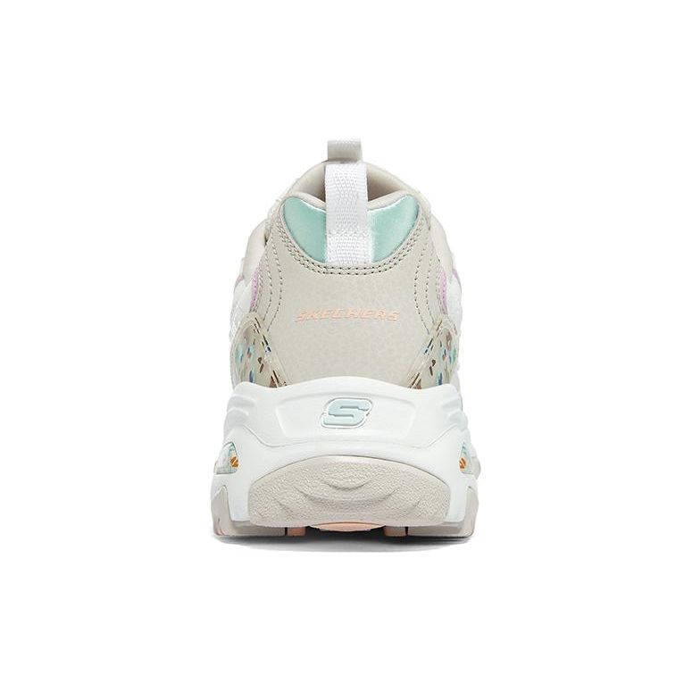 Skechers DLites 1.0 Leather Mesh Lace-Up Low-Top Dad Shoes Women Sneaker White Gray Pink 149642-WMLT
