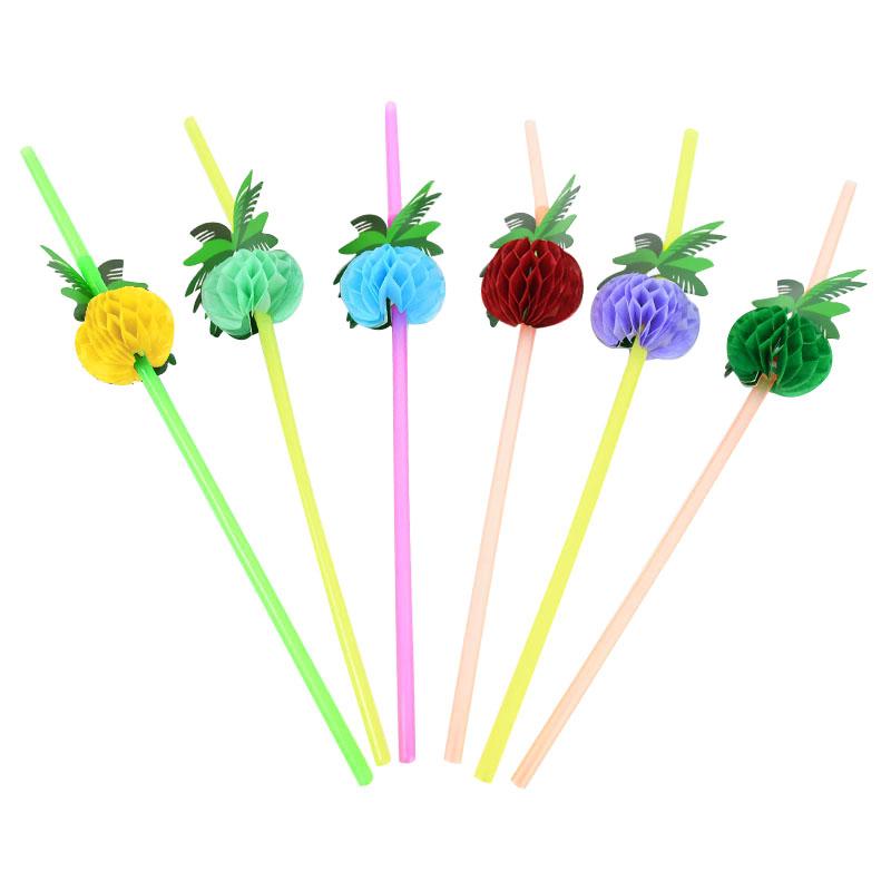 25/50Pcs Flamingo Pineapple Drinking Straws Hawaiian Beach Tropical Birthday Party Decoration Summer Pool Party Wedding Supplies
