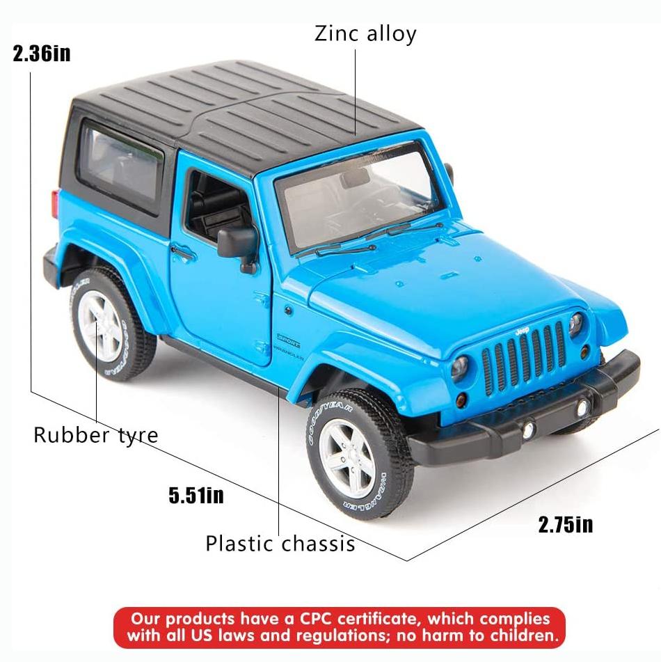 Carros Modelo Diecast Carros de Brinquedo, Wrangler 1:Carro de brinquedo retrátil em liga de escala 32 com brinquedo de som e luz para meninas e meninos brinquedos infantis