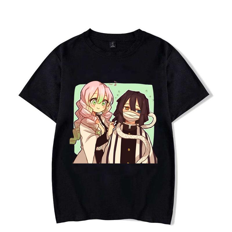New Anime Kanroji Mitsuri Iguro Obanai Print T-shirts Women Men Summer Cool Short Sleeve Couple Y2K Casual T-shirts