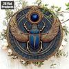 Vintage Egyptian Scarab Beetle Metal Wall Art Plaque 8x8 Inch Retro Home Decor Hieroglyphics Golden Accents 2D Flat Aluminium Sign