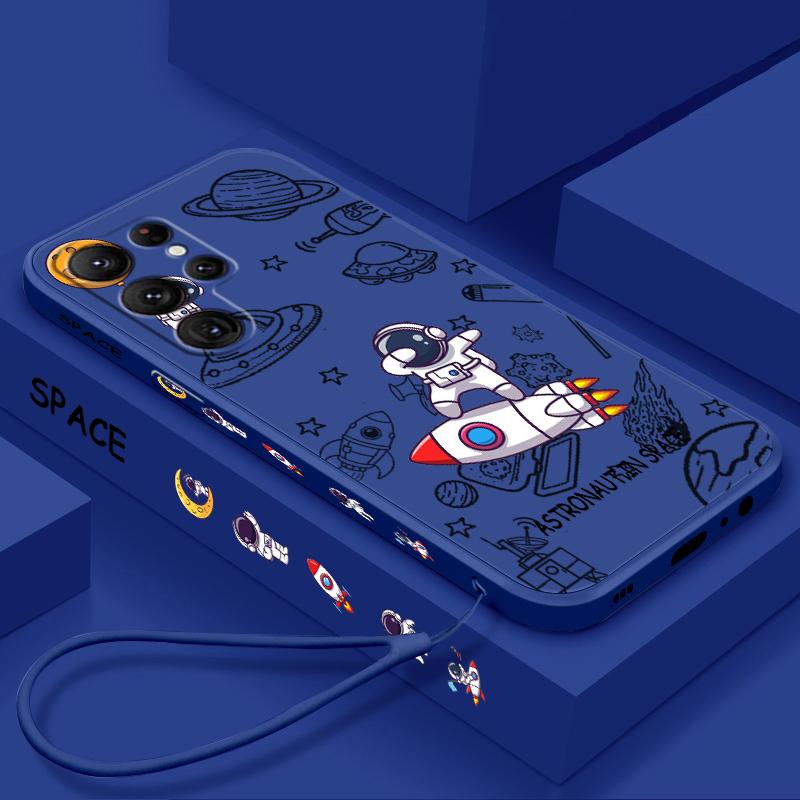 

Комиксы астронавт мультфильм искусство жидкость левая веревка для Samsung Galaxy S24 S23 S22 S21 S20 FE S10 Ultra Plus Lite 5G чехол чехол Samsung S24 Ultra 5G