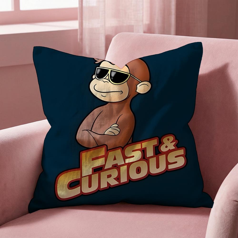 C-Curious George ZEICHENTRICK Kissenbezug Mehrzweck-Kissenbezug für Zuhause & Auto - Wendbar, Weich & Langlebig für den täglichen Gebrauch