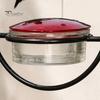 Clear Glass Bowl Bird Feeder Metal Hanging Hummingbird Feeders for Outdoors, with Red Garden Decor Lovers & Perch, Decorative Patio Deck Wild Feeding