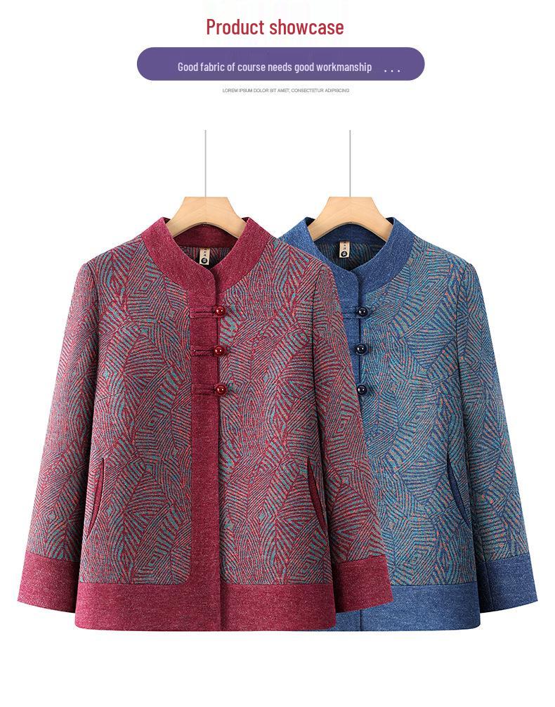 Embroidered Tang Suit Jacket: Grandma Style Autumn Wear for Middle-Aged Women