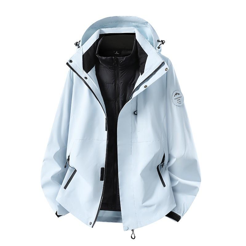 Men Women 3-in-1 Waterproof Windproof Hiking Jacket With Removable Down Liner Outdoor Trekking Camping Winter
