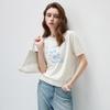 Women's Floral Embroidered Mulberry Silk Blend Knit T-Shirt