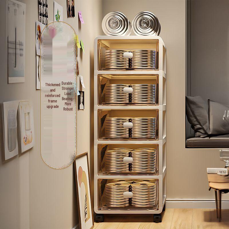 Multi-Layer Floor-Standing Storage Cabinet for Living Room: Drawer, Snack, and Clothes Organizer