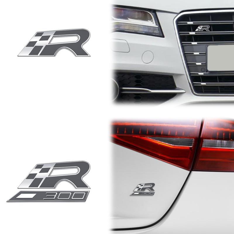 zjcr6 Car Accessories Metal Race Flag Front Hood Grille Emblem Rear Trunk Body R 300 Badge Sticker For Seat IBIZA Leon Cupra Ateca