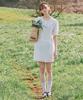 Ronron Pintuck Lace Puff Mini Dress Ivory