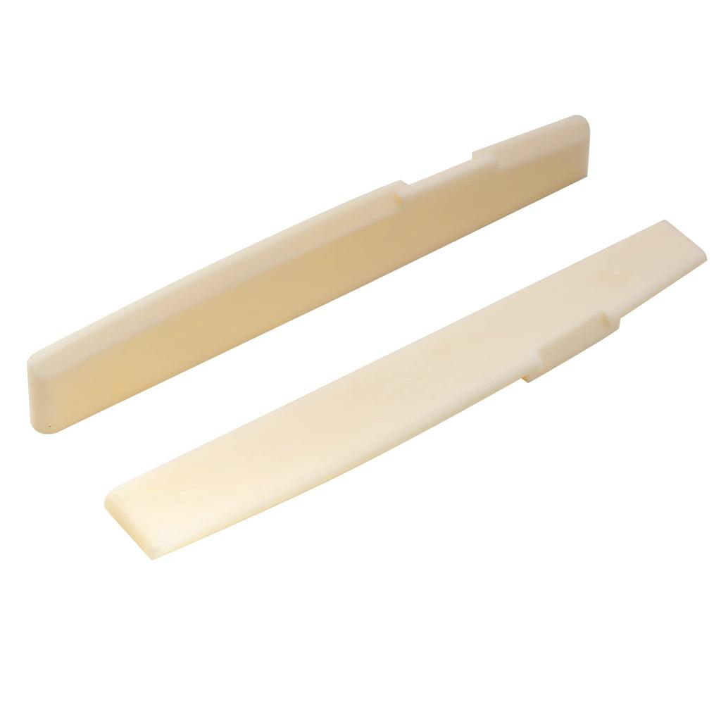 Musiclily Pro Cow Bone Saddle String Length Correction Type for 6 String Taylor Acoustic Ivory of 71.12mm Guitar, (Set 2)