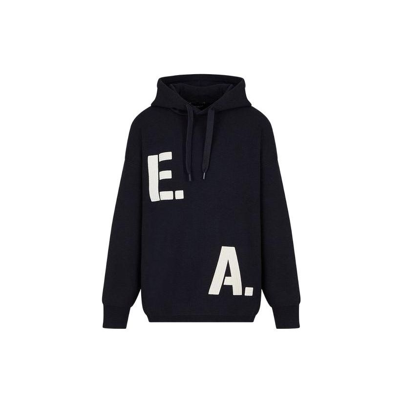 Emporio Armani FW22 Letter Print Pullover Hoodie Men sweaters Blue 6L1MXS1-MBWZ1-0920 XL