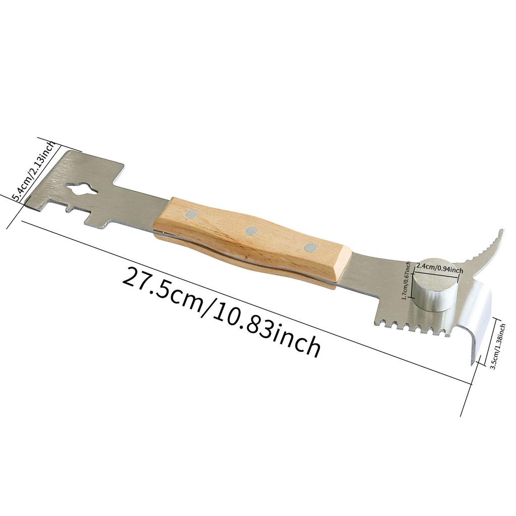 Bee Hive Tool,Multifunctional Beehive Tools,Beehive Scraper Tool with Wooden Handle for Beekeeper