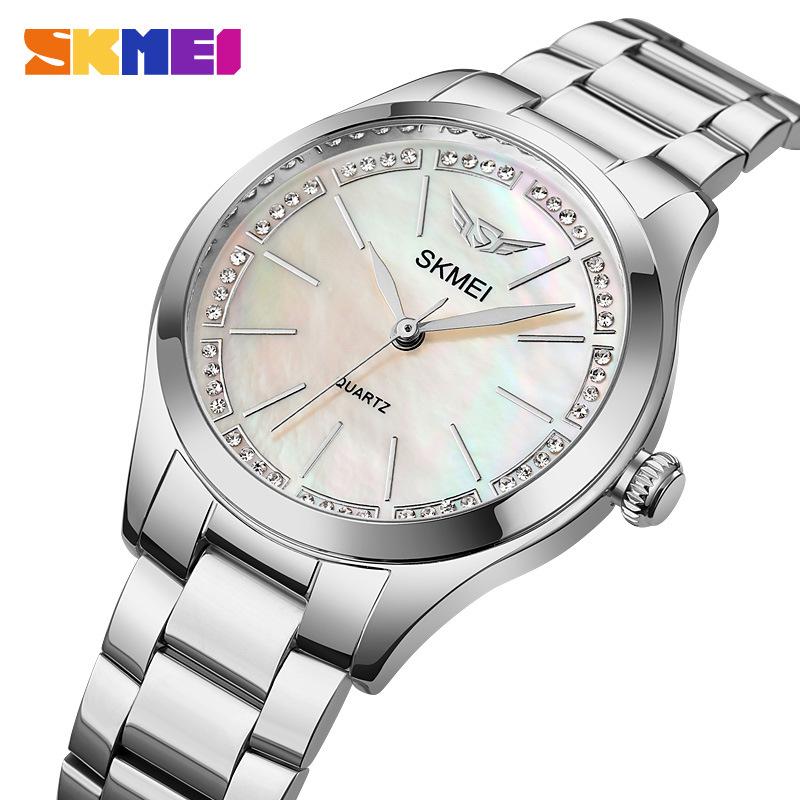 Fashion Shellfish Elegant Diamond Face Women's Watch Solid Steel Belt Service Women's Simple Quartz Watch