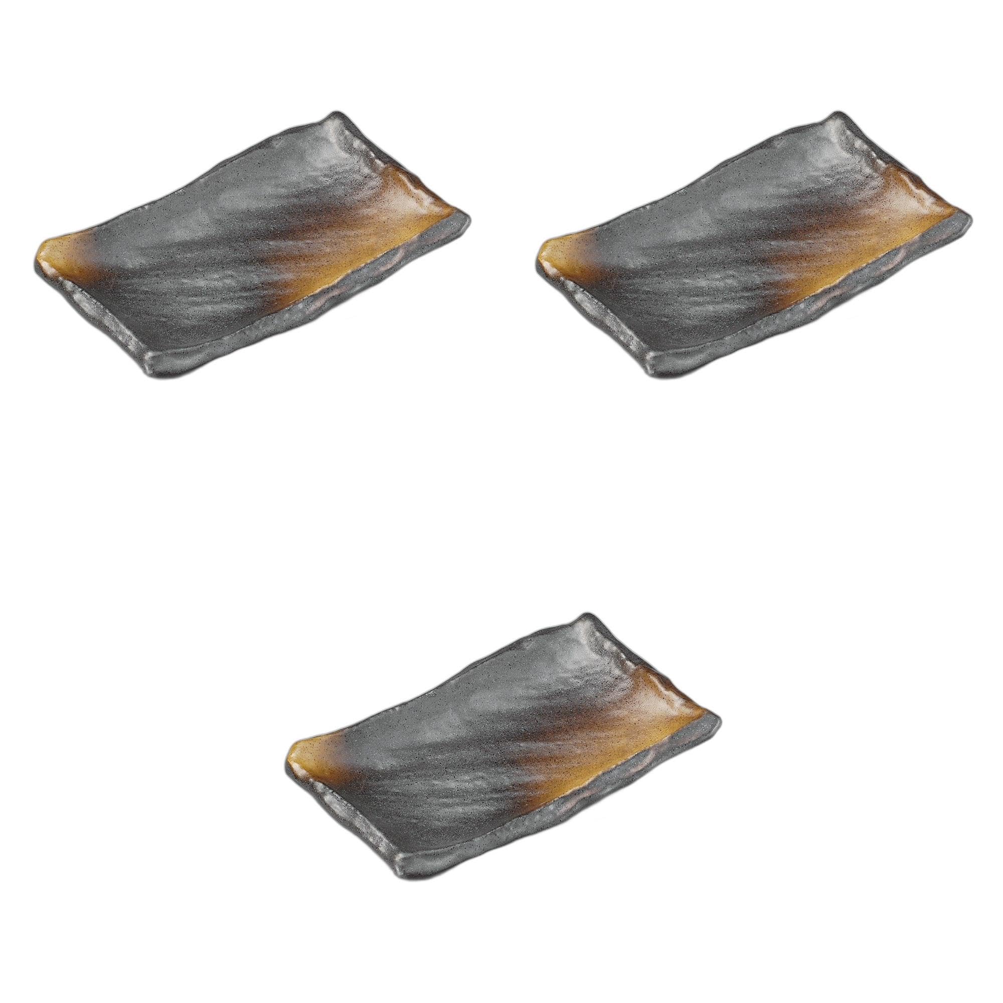 

Набор из 3 черных прямоугольных тарелок Bizen Takumi x 14 x Керамические тарелки от Setomonohonpo [22,5 В3,5см]