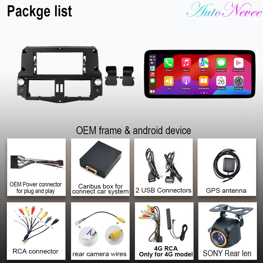 12.3 Inch 8+256 Carplay Android Auto For Toyota Land Cruiser Prado 150 2009 - 2013  Auto Radio GPS Navigation Multimedia Player