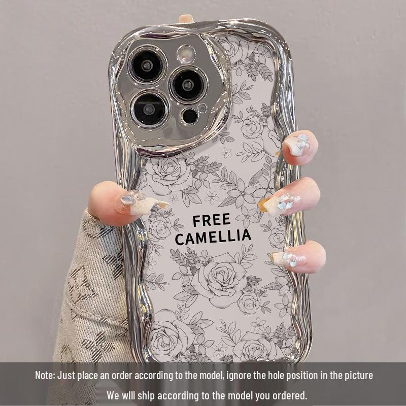 

Silver Electroplated Floral Chain Case for iPhone 17 Pro/16/12/8 Plus/XR - Drop-Proof Protection iPhone 14 Pro