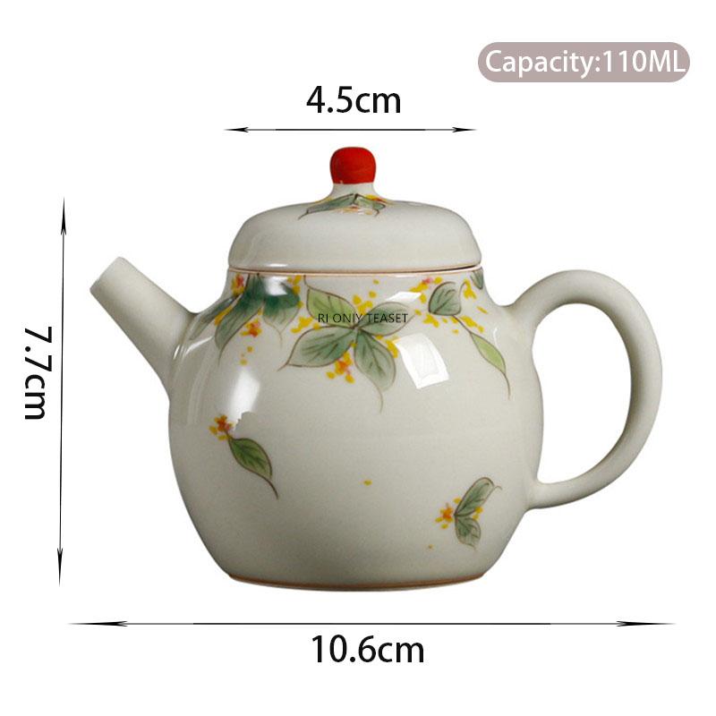 

110ml Chinese Retro Small Capacity Ceramic Teapots Ball Hole Filter Handmade Porcelain Tea Pot Household Kettle Tea Set