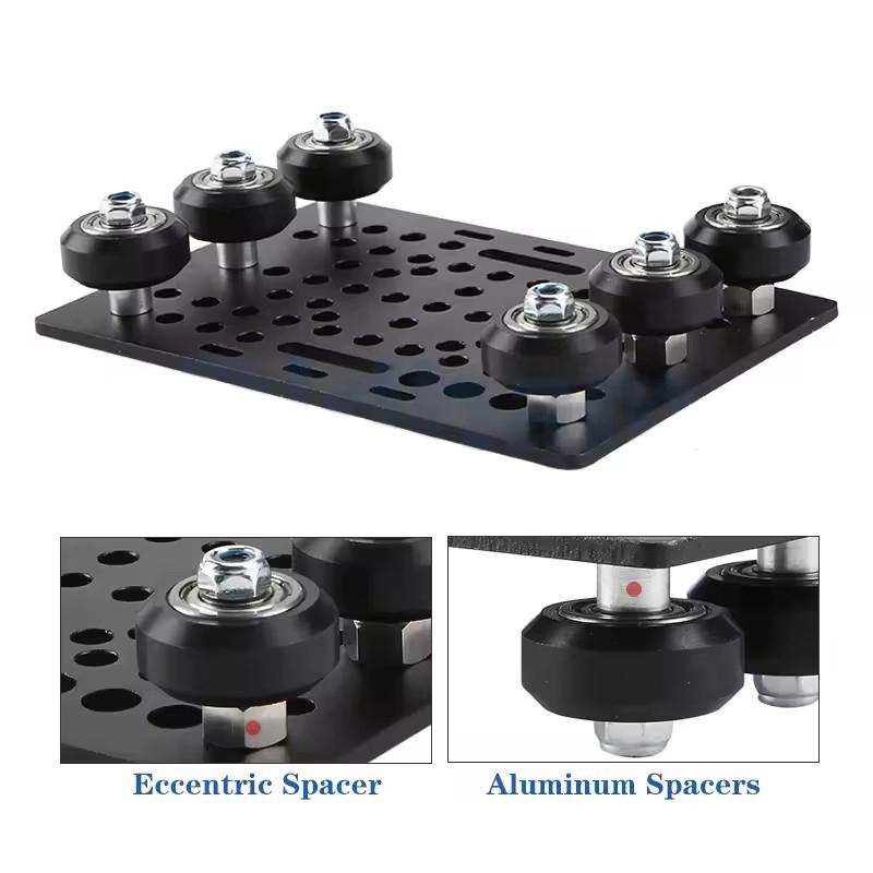 3D Printer Parts 20-80mm V-Slot Gantry Plate Set With 6 Wheels for Black Aluminium V-Slot Solid V POM Kit for CNC Machine Parts