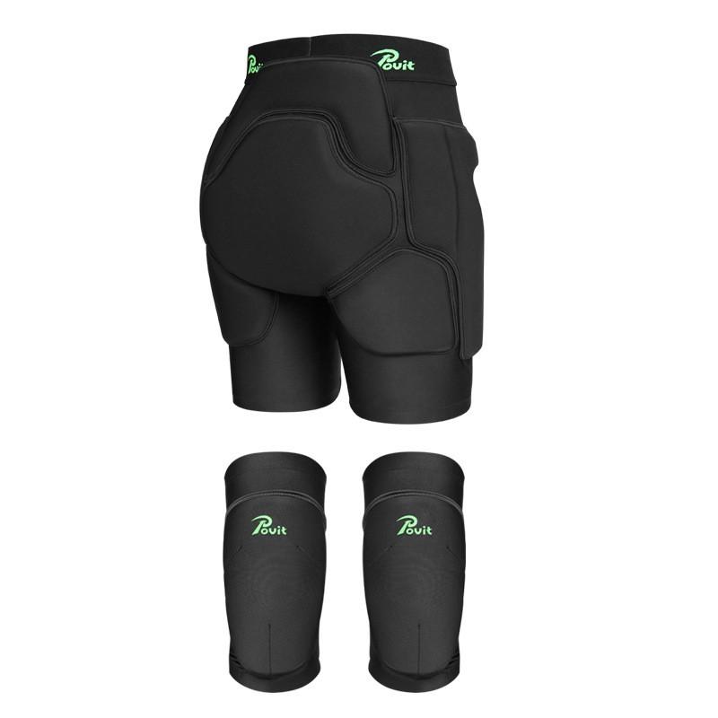 Snow Skiing Protective Gear Set: Inner Wear Hip Pad Knee Pads Adults High-Elastic Lycra SBR Padding Lightweight Crash