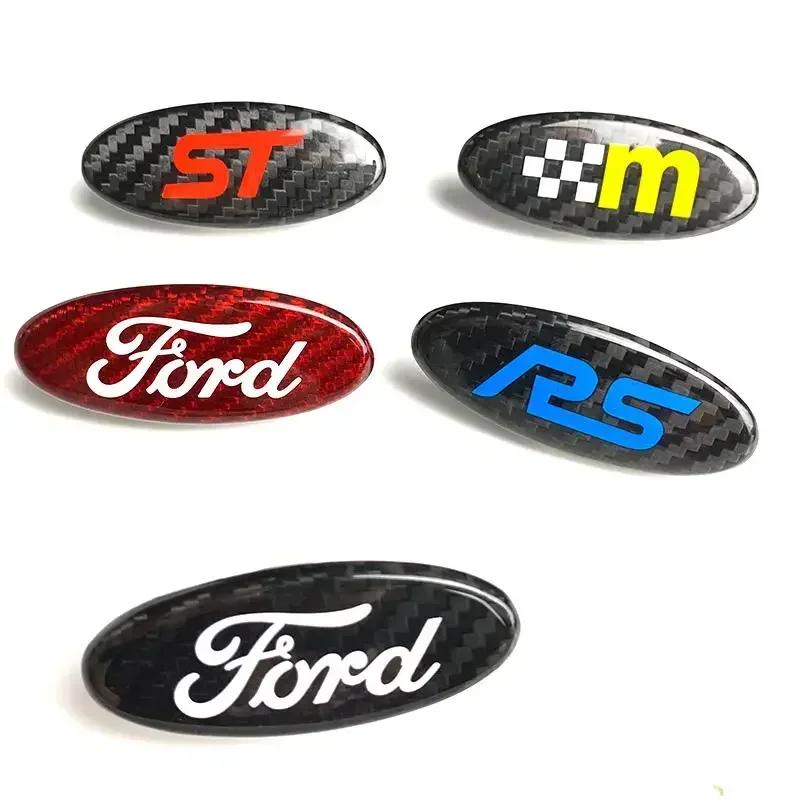 cisvlo1 Carbon Fiber Car Steering Wheel Stickers Emblem Logo for Ford Ranger Edge Kuga Fiesta Ecosport Escape Mondeo Mk3 Focus Roush