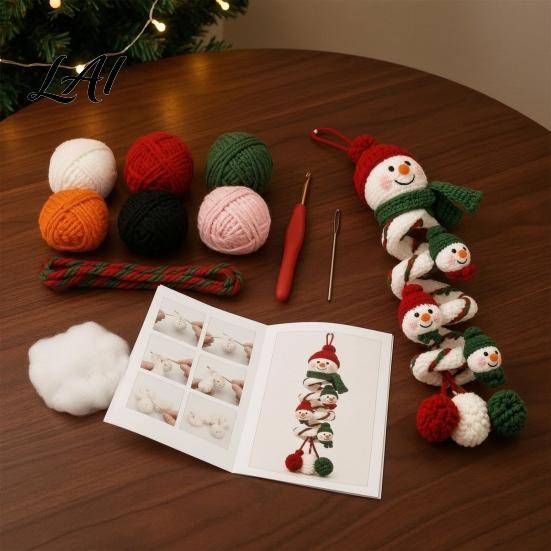 DIY Handmade Holiday Decorations Crochet Spiral Ornament Kit for Adults Beginners Christmas Craft Set Fun Winter Indoor Activities with Yarn Hook,