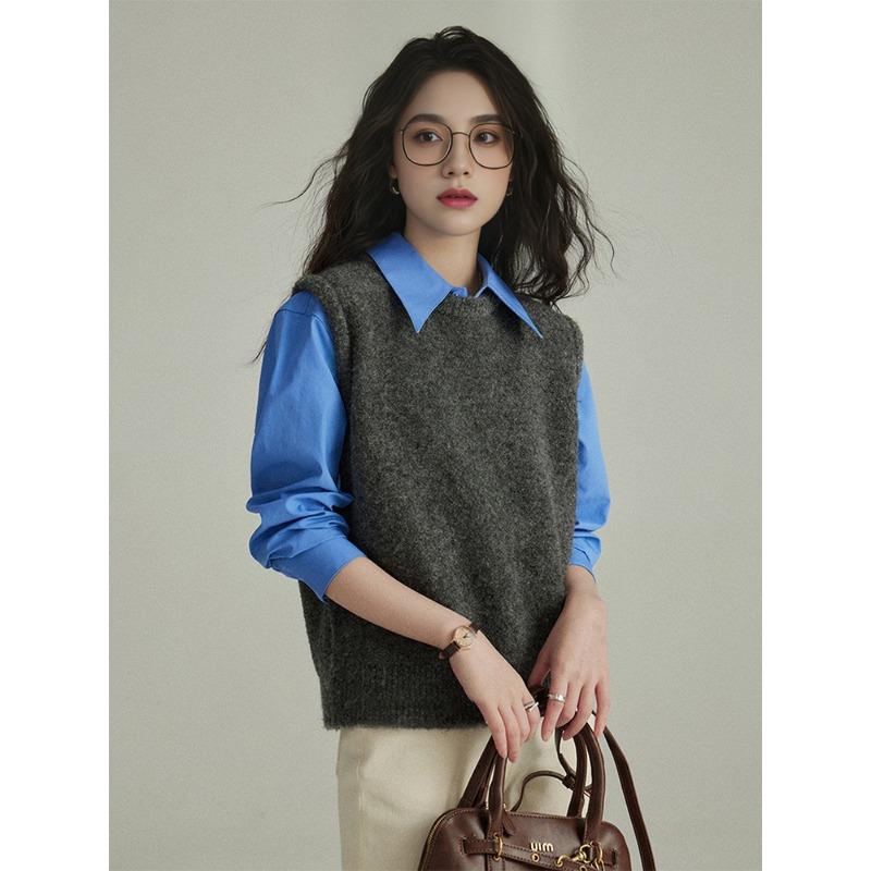 French Professional Hard Work, Slightly Loose Silhouette Long-sleeved Shirt, Women's Spring and Autumn Stacked Wear, Bottom Shirt, Lazy Top