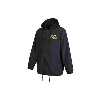 Solid Color Hooded Jacket With Brand Logo Skull Print And Buttons Men Jackets Black VN0A7TRPBLK