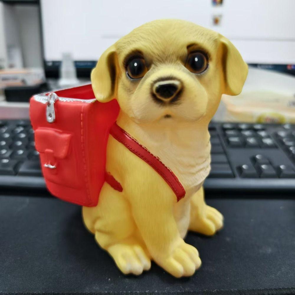 Plastic Dog Pen Holder Multi-function Makeup Brush Cylinder Puppy Storage Bucket Dormitory