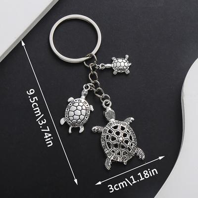 Creative and Exquisite Turtle Zinc Alloy Keychain Pendant Simulation Ancient Silver Electroplating Personalized Animal Key Car Pendant