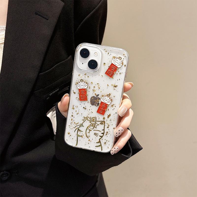 New Year Snake Year Phone Case for Apple 17promax Red Envelope for IPhone 16 Lucky Cat 14 Get Rich 13