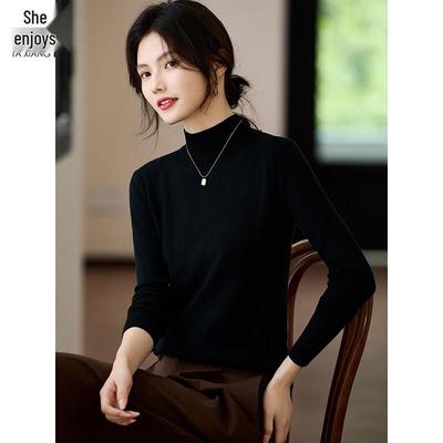 TaXiang Women's Slim-Fit Semi-High Neck Knitted Sweater