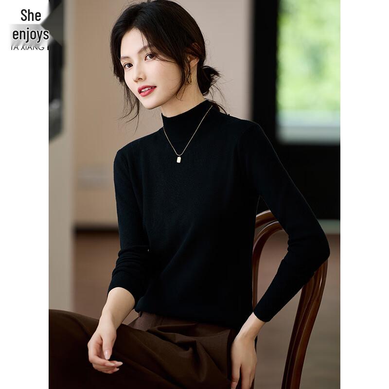 

TaXiang Women s Slim-Fit Semi-High Neck Knitted Sweater One Size