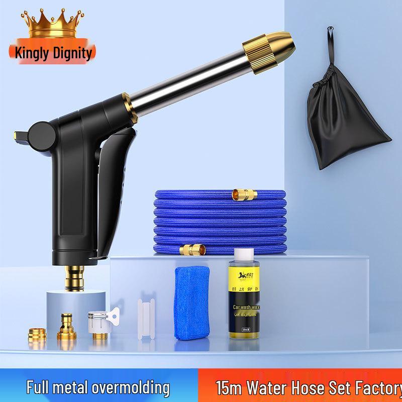 High-Pressure Retractable Spray Gun for Household Water Hose - Ideal for Car Wash and Garden Use