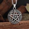 Stainless Steel Witchcraft Pentagram Necklace for Men Jewish Hebrew Four Letter Solomon Pendant Rune Amulet Jewelry
