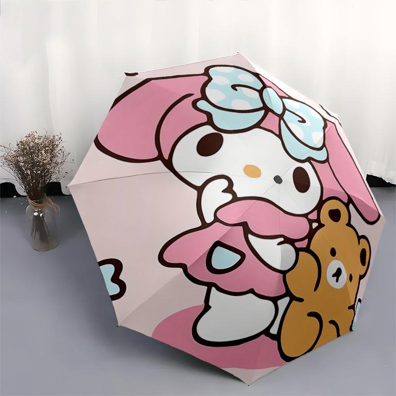 1pc My Melody Automatic Opening/Closing Umbrella with Cute Bow Design - Portable Folding Design, 8-Bone Iron Frame Outdoor Umbrella for Fans, Traveler