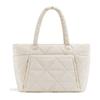 Tote Bag for Women, Puffy Tote Bag with Zipper, Large Quilted Shoulder Bag with Compartments for Travel, Work, Gym