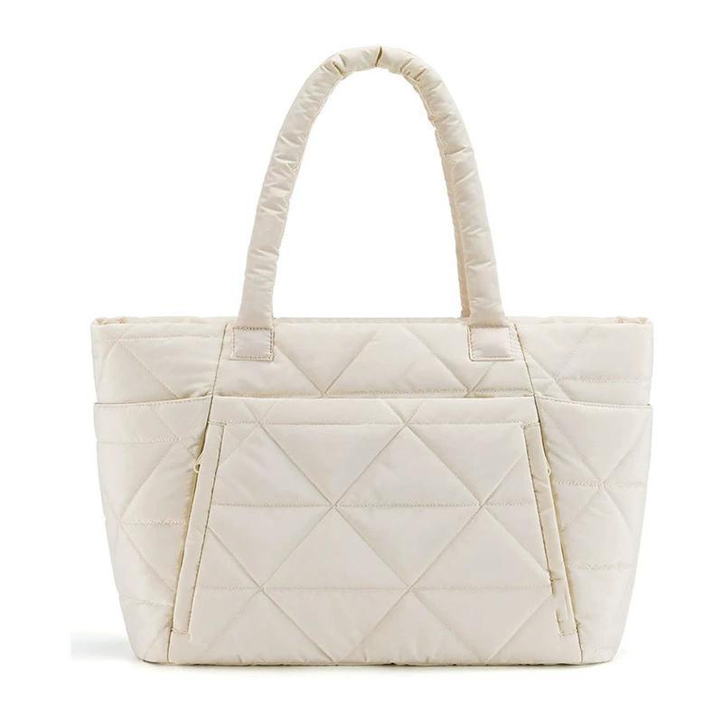 

Tote Bag for Women, Puffy Tote Bag with Zipper, Large Quilted Shoulder Bag with Compartments for Travel, Work, Gym
