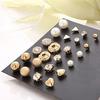 12 Pair/Set Imitation Pearl Heart Love Crown Triangle Stud Earring Lady Jewelry