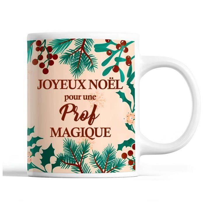 Mug - Prof Femme - Noël - Beige - Céramique - 325 ml - Lave-vaisselle et Micro-onde