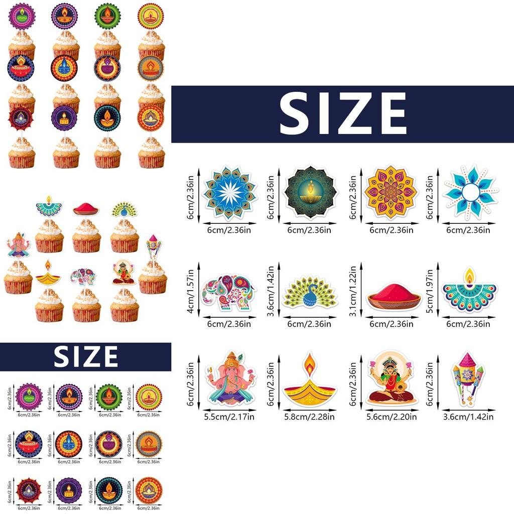 Diwali Theme Cake Topper Flags Paper Party Decor For Celebrations