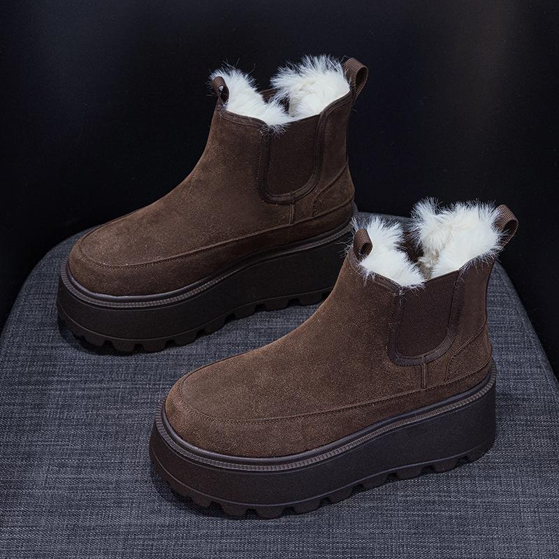 Snow Boots Women's Winter Small Thick-soled Inner Height-increasing Short Boots Cold-proof and Hairy Casual Warm Women's Boots