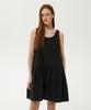 Plack Woman Summer Sleeveless Shirred Dress Black