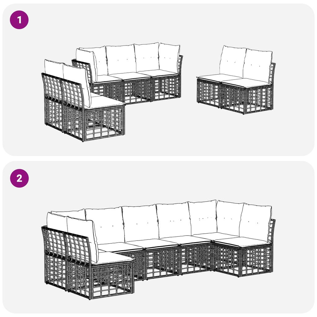 Outdoor Sofa Set Black Polyester
