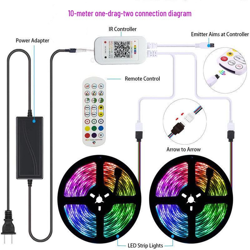 2024 Smart Bluetooth RGB LED Strip Lights with Music Control - Seven-Color TV Light Set