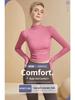 Sexy Slim-Fit Long-Sleeve Fleece Yoga Top with Semi-High Neck