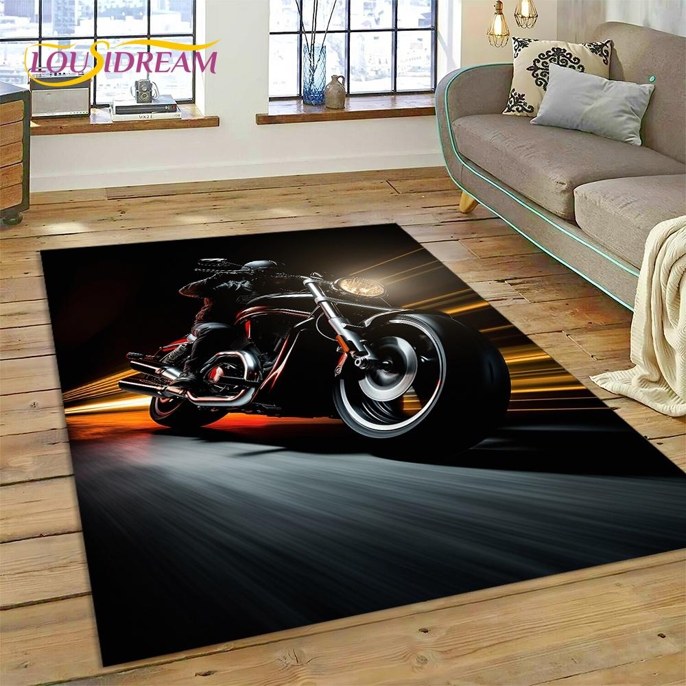 Motocross Modern retro Motorcycle Rug Carpet for Living Room Bedroom Home Decor,Floor Mat Non-slip Decoration for Sofa Doormat