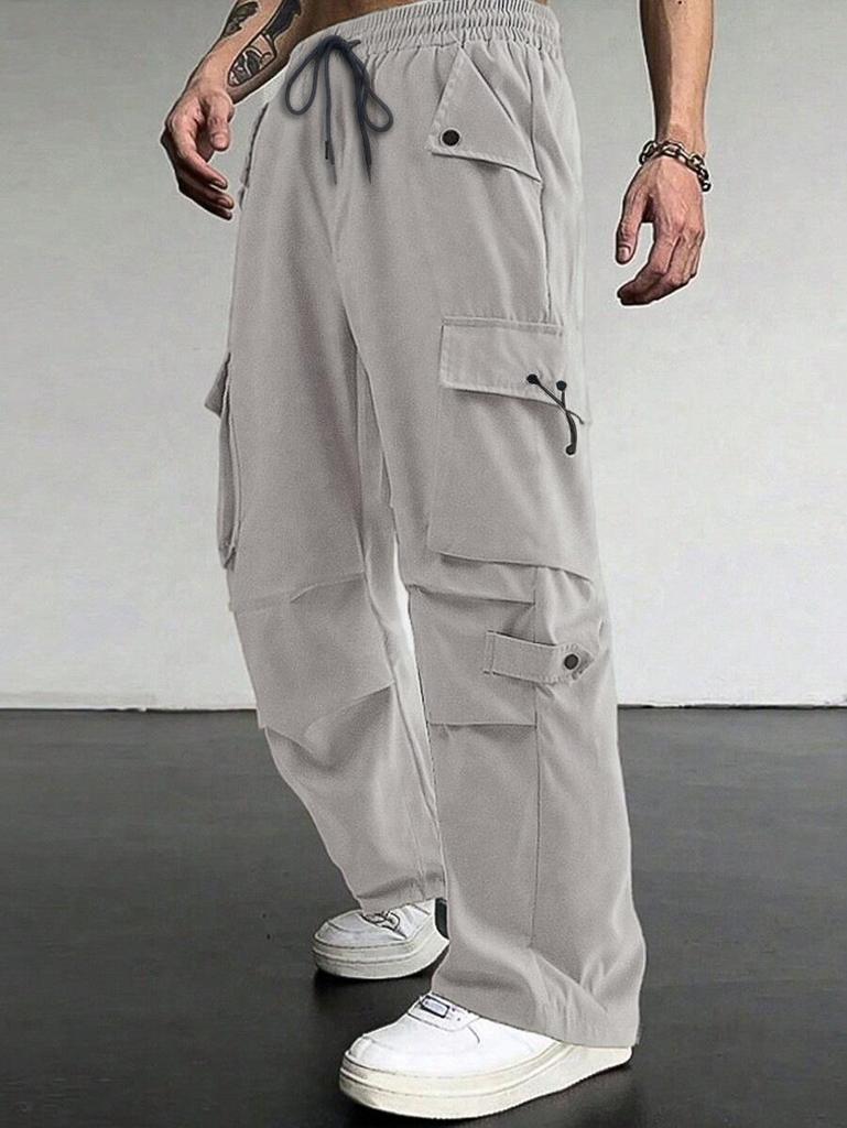 American Functional Parachute Soldier Overalls Men's Autumn Loose Wide-leg Straight Quick-drying Casual Trousers Tide