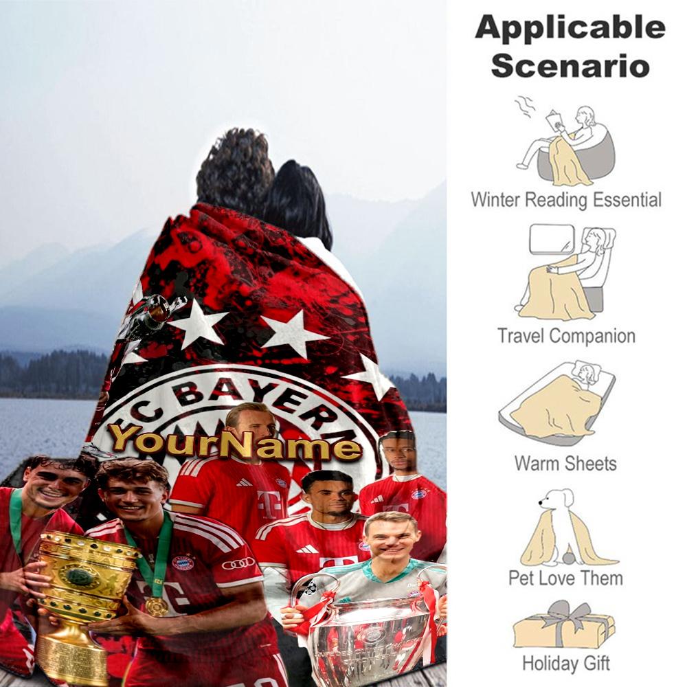 Bayern Munich Personalized Text Blanket Multi-purpose Personalized Blanket Durable Comfort Great for Office Chair Seaside Office Couch