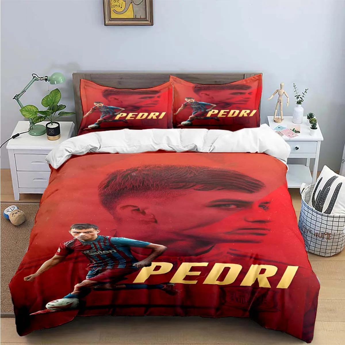 HOT Mode Espagne Étoile du Football P-Pedri Housse de couette Taie d'oreiller Ensembles de literie Adulte Garçon Fille chambre Simple Double Grande Taille 135×200cm